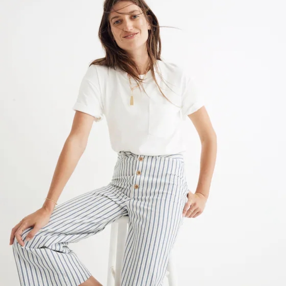 OPEN TO OFFERS Madewell Emmett Wide-Leg Crop Pants in Stripe Size 26